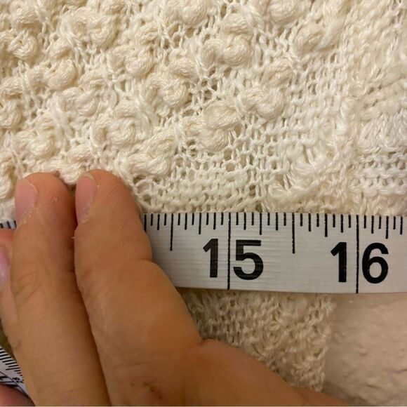 Anthropologie Knitted & Knotted Ismare Cable open Knit cotton Cardigan ivory S - Picture 7 of 12